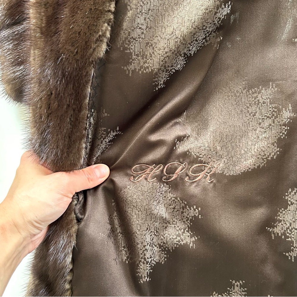 Vintage Genuine Brown Lunaraine Mink Fur Long Coat - Picture 9 of 11